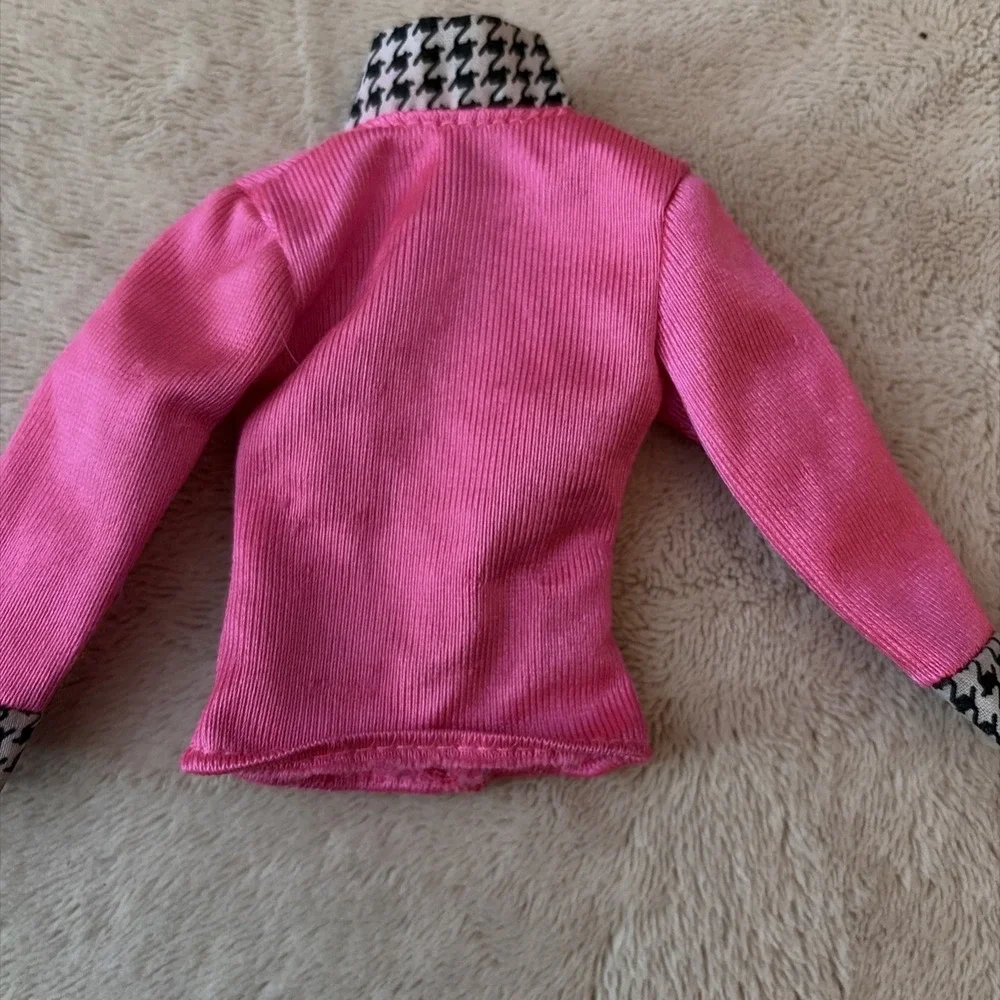 Vintage Barbie Clothes 1993 Pink Houndstooth Blazer Jacket B11 - Picture 5 of 8